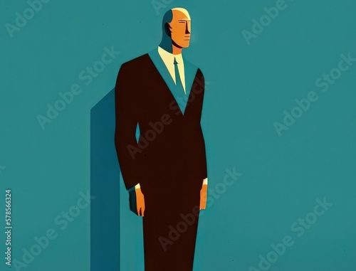 A businessman in a suit and tie symbolizing the power of selfinterest. Art concept. AI generation. photo