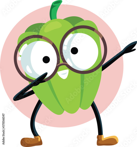 Funny Dabbing Bell Pepper Feeling Cheerful Celebration Vector Cartoon. Cheerful vegetable mascot dancing and celebrating 
