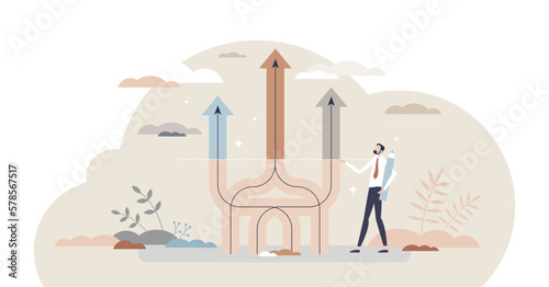 Process standardization with data outcome structuring tiny person concept, transparent background. Information management and automation.