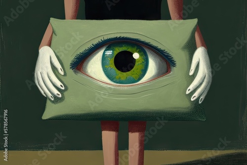 Print op canvas A pair of hands clutching a large bag of money envy in the eyes of the beholder