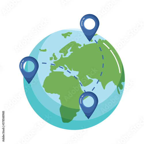 planet earth with pins locations