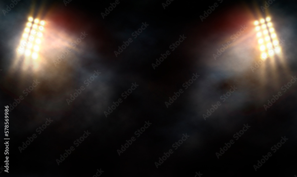 Fototapeta premium Bright stadium arena lights and smoke