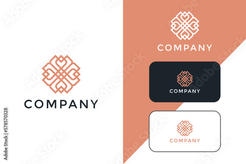 Elegant flower logo design line art. Can be used for beauty salons, decorations, boutiques, spas, yoga, cosmetic and skin care products.