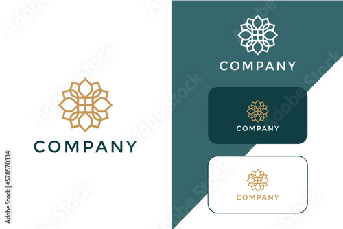 Elegant flower logo design line art. Can be used for beauty salons, decorations, boutiques, spas, yoga, cosmetic and skin care products.