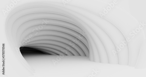 Abstract geometric shapes, lines, black and white, abstract light background, 3d render
