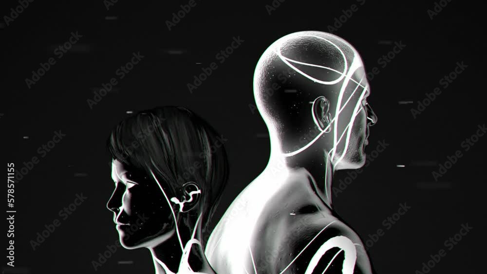 Couples Spinning Male and Female Abstract Moving Tattoo