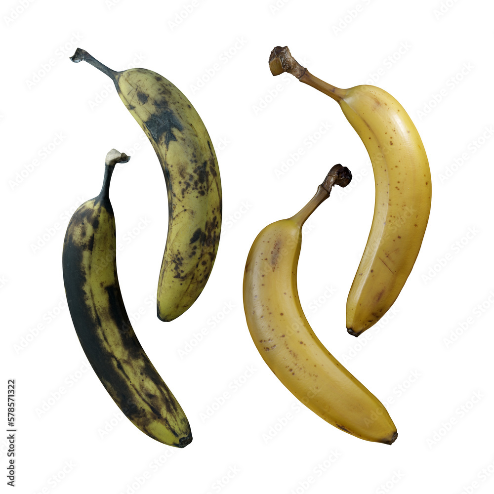 3d rendering of ripe and overripe banana fruit almost rotten perspective view 3d rendering of ripe and overripe banana fruit almost rotten perspective view