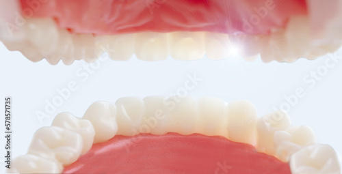 Dentist Pulling Teeth. View from mouth. Dental Hygiene and Health conceptual image.