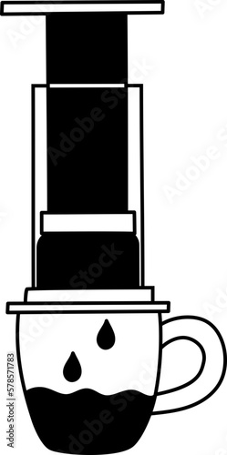 Coffee maker icon hand drawn design elements for decoration. 
