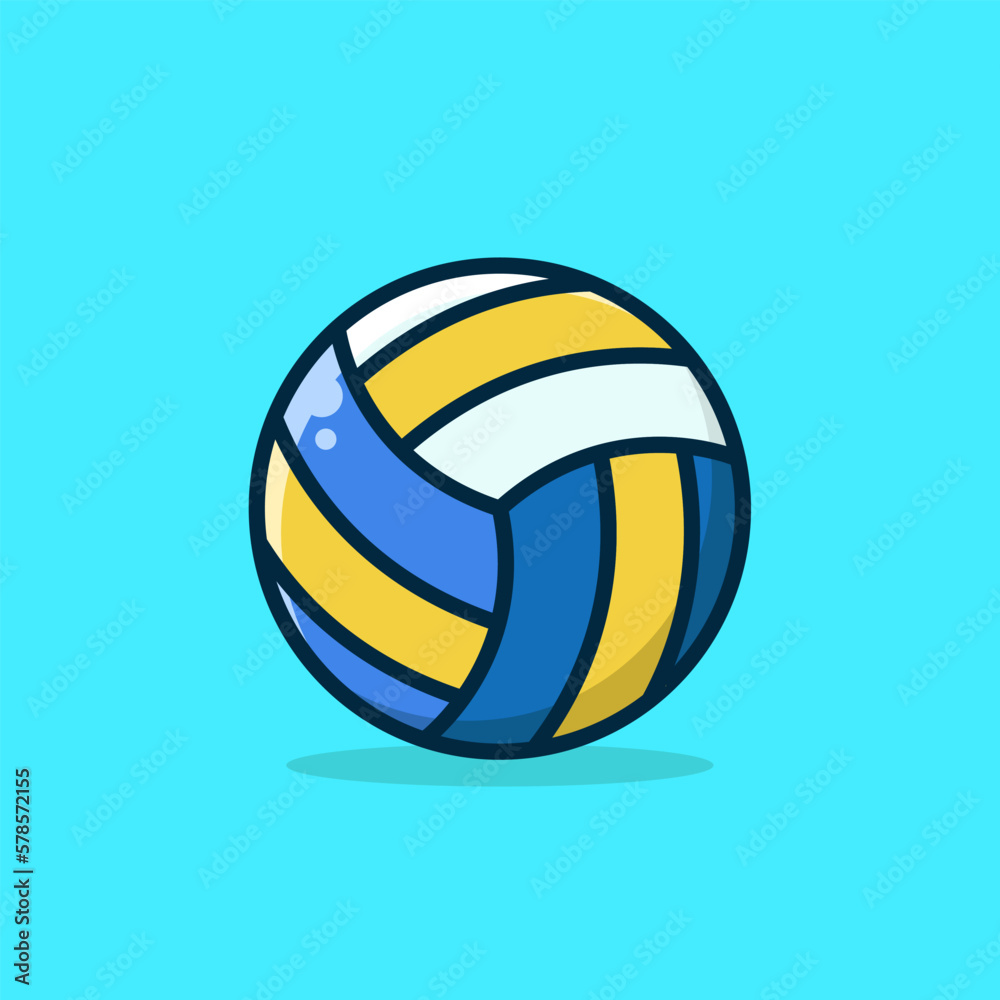 Volleyball Flat Cartoon Icon. Volleyball Logo Concept Isolated Premium Vector Illustration