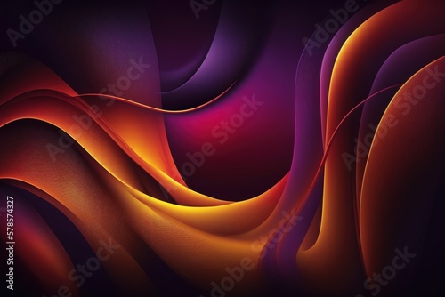 abstract background with smooth lines in orange, purple and yellow colors. Generative AI