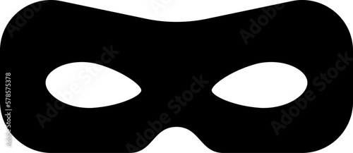 Mask superhero carnival or opera actor vector icon. Black masquerade costume with eye mask silhouette hidden burgar face. Simple design incognito theatre secret party masque clip art illustration.