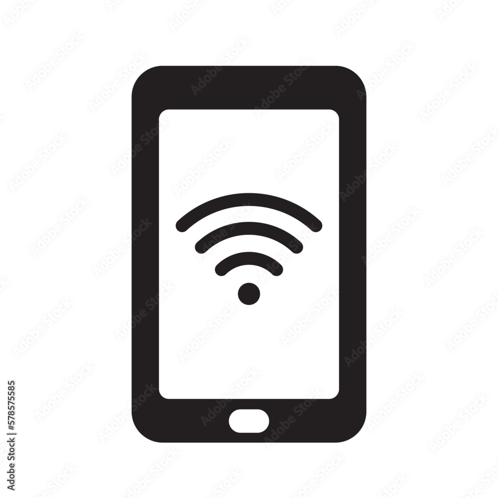 Wifi symbol in smartphone screen, connect to wireless internet icon isolated vector illustration. Wifi symbol in smartphone screen, connect to wireless internet icon isolated vector illustration.
