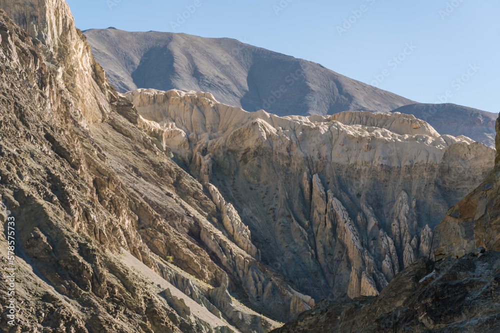 Moon valley or Moonland mountain near Lamayuru village in Ladakh in north India