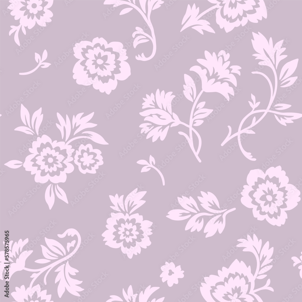 Vector creative hand-drawn abstract seamless pattern of stylized light pink flowers on a dark pink background. Vector creative hand-drawn abstract seamless pattern of stylized light pink flowers on a dark pink background.