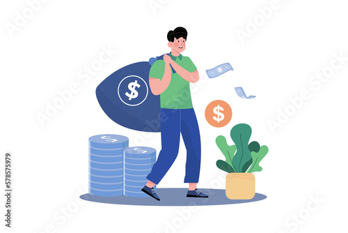 Man carrying a bag of money