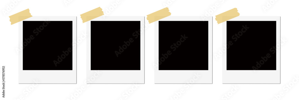 Isolated Blank Polaroid Frames with Tape Isolated Blank Polaroid Frames with Tape