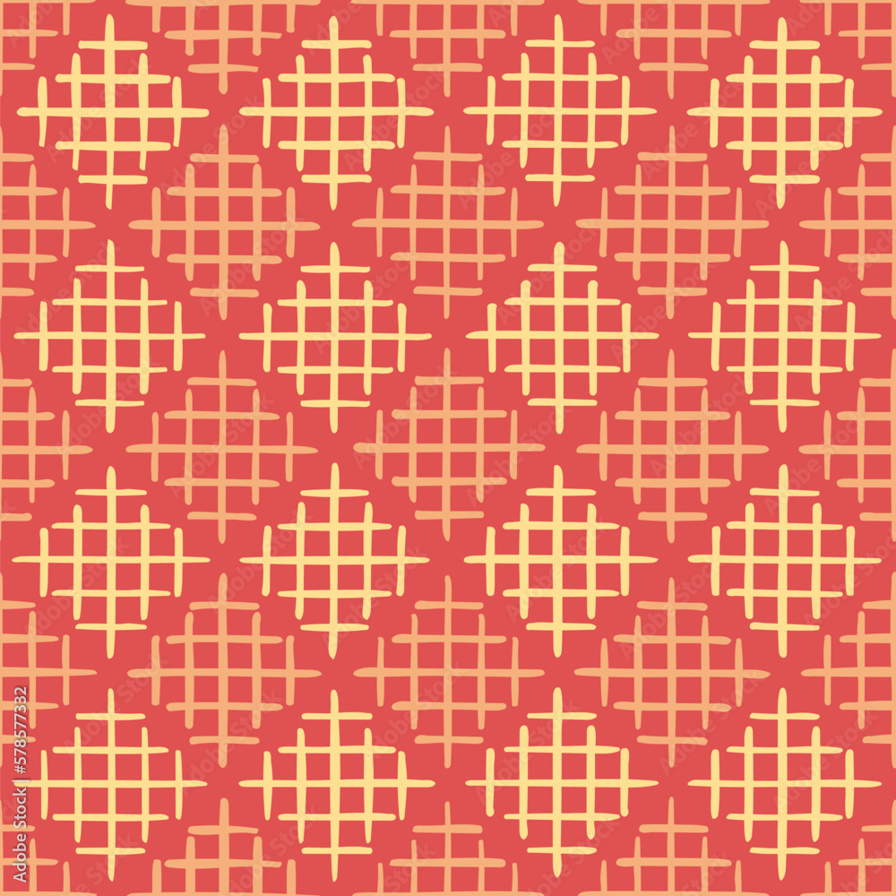 hand drawn squares from crisscrossed stripes. geometric shapes. orange repetitive background. vector seamless pattern. fabric swatch. wrapping paper. design template for textile, linen, decor hand drawn squares from crisscrossed stripes. geometric shapes. orange repetitive background. vector seamless pattern. fabric swatch. wrapping paper. design template for textile, linen, decor