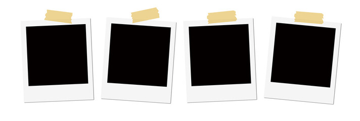 Isolated White Polaroid Frames with Tape