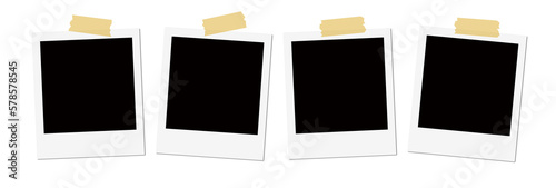 Isolated White Polaroid Frames with Tape