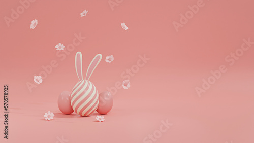 Happy Easter Background 3D Illustration. Easter Eggs for product showcase or Social Media Banner Promotion.