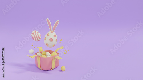 Happy Easter Background 3D Illustration. Easter Eggs for product showcase or Social Media Banner Promotion.