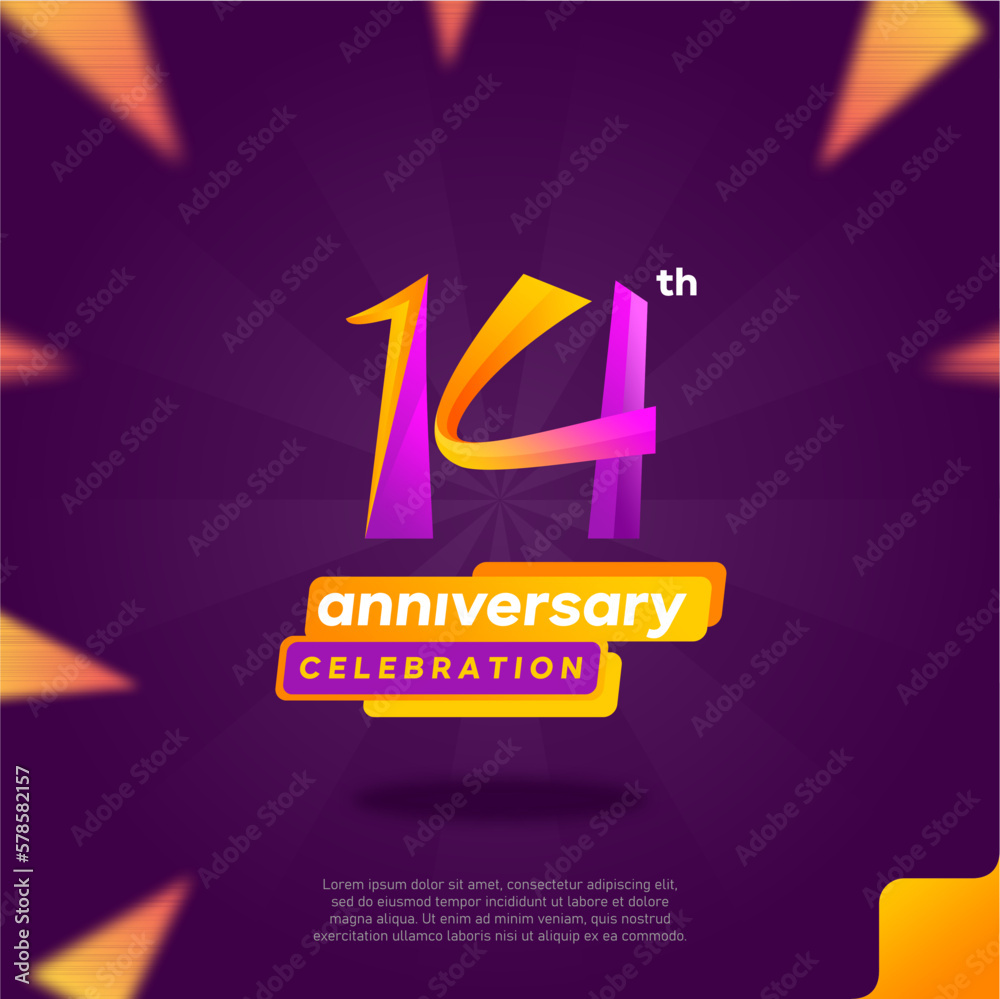 Vetor de Number 14 logo icon design, 14th birthday logo number, 14th ...