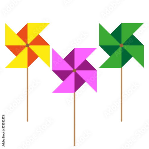 Cartoon colored paper propellers. Vector illustration.