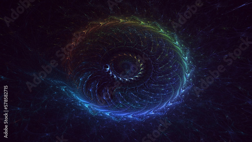 3D rendering abstract multicolor fractal light background