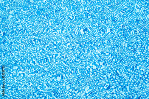 Blue pool water background, abstract background, top view.