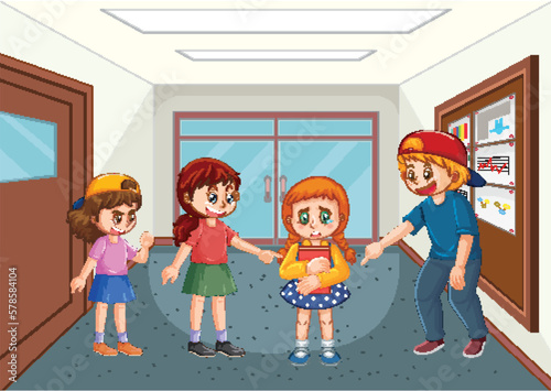 Bullying kids school scene
