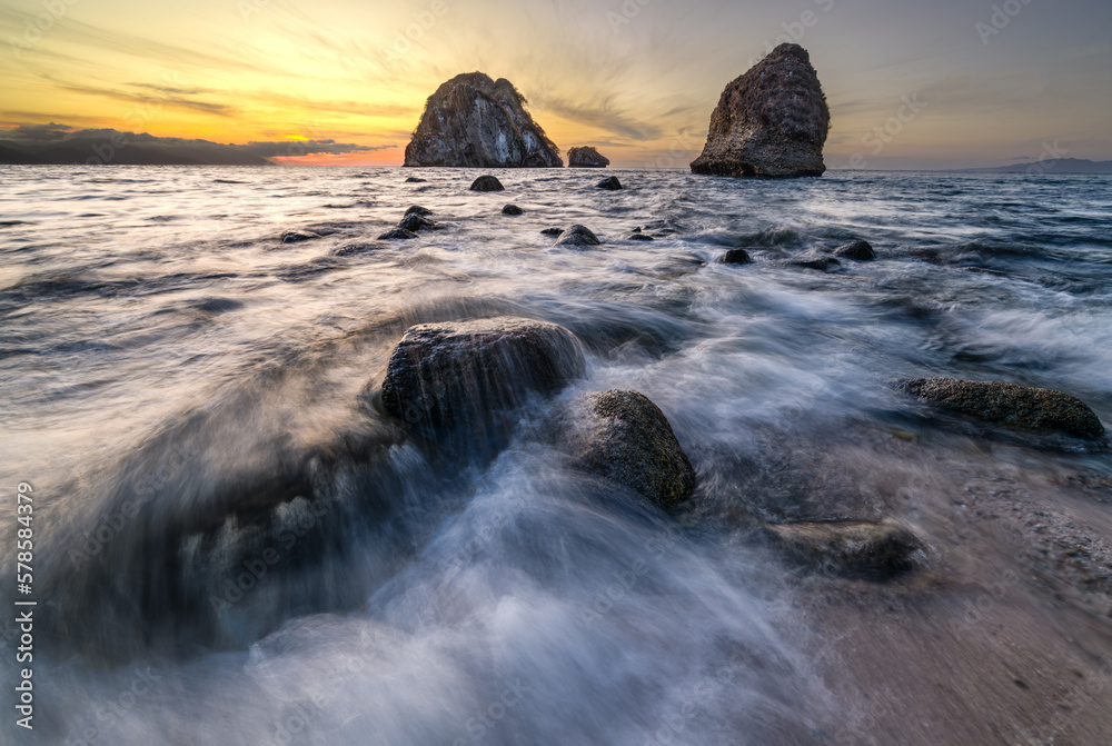 Ocean Sunset Seascape Rocks Nature Landscape Inspirational Scenic High Resolution