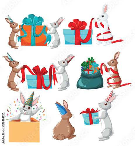 Cute rabbit cartoon character collection
