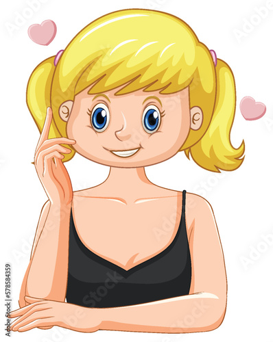 Cute lovely young lady cartoon character