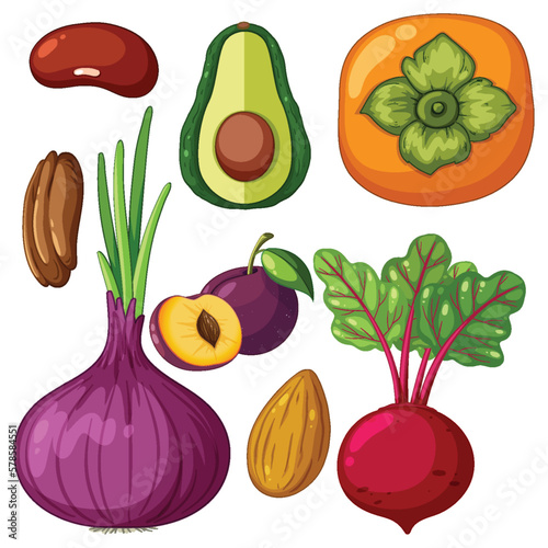 Set of mix fruit and vegetable