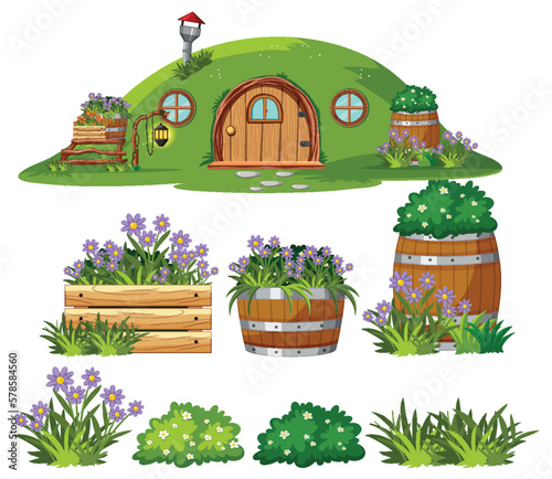 Hobbit house with outdoor plant element