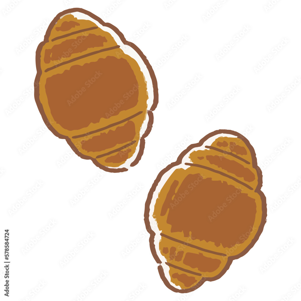 手描き風の美味しそうなクロワッサンのベクターイラスト 手描き風の美味しそうなクロワッサンのベクターイラスト