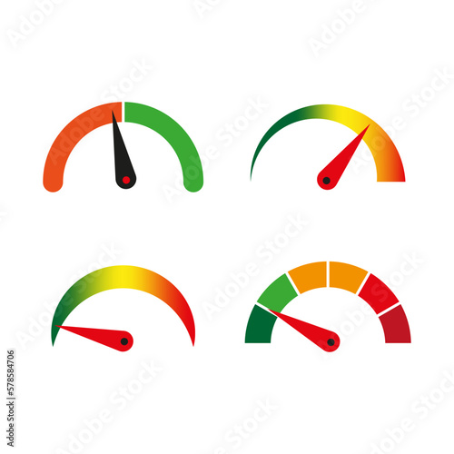 Color speedometers. Progress bar. High speed. Vector illustration.