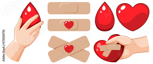 Human hand with blood icon for donation