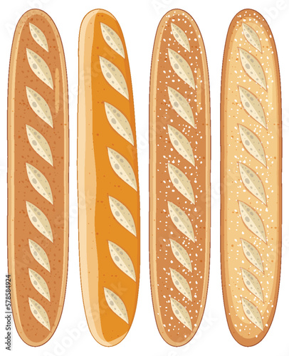 Different delicious baguette collection