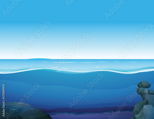 Nature underwater blue clear water background
