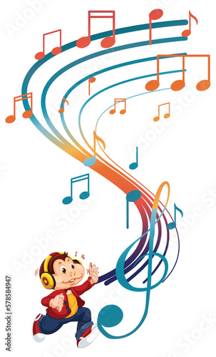 Monkey cartoon character with music note