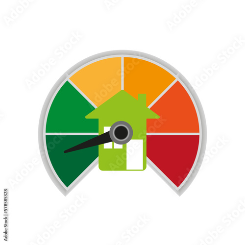 Green house energy arrow. Green energy. Vector illustration.