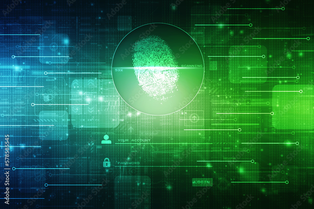 Fototapeta premium 2d Illustration Fingerprint Scanning Technology Concept 
