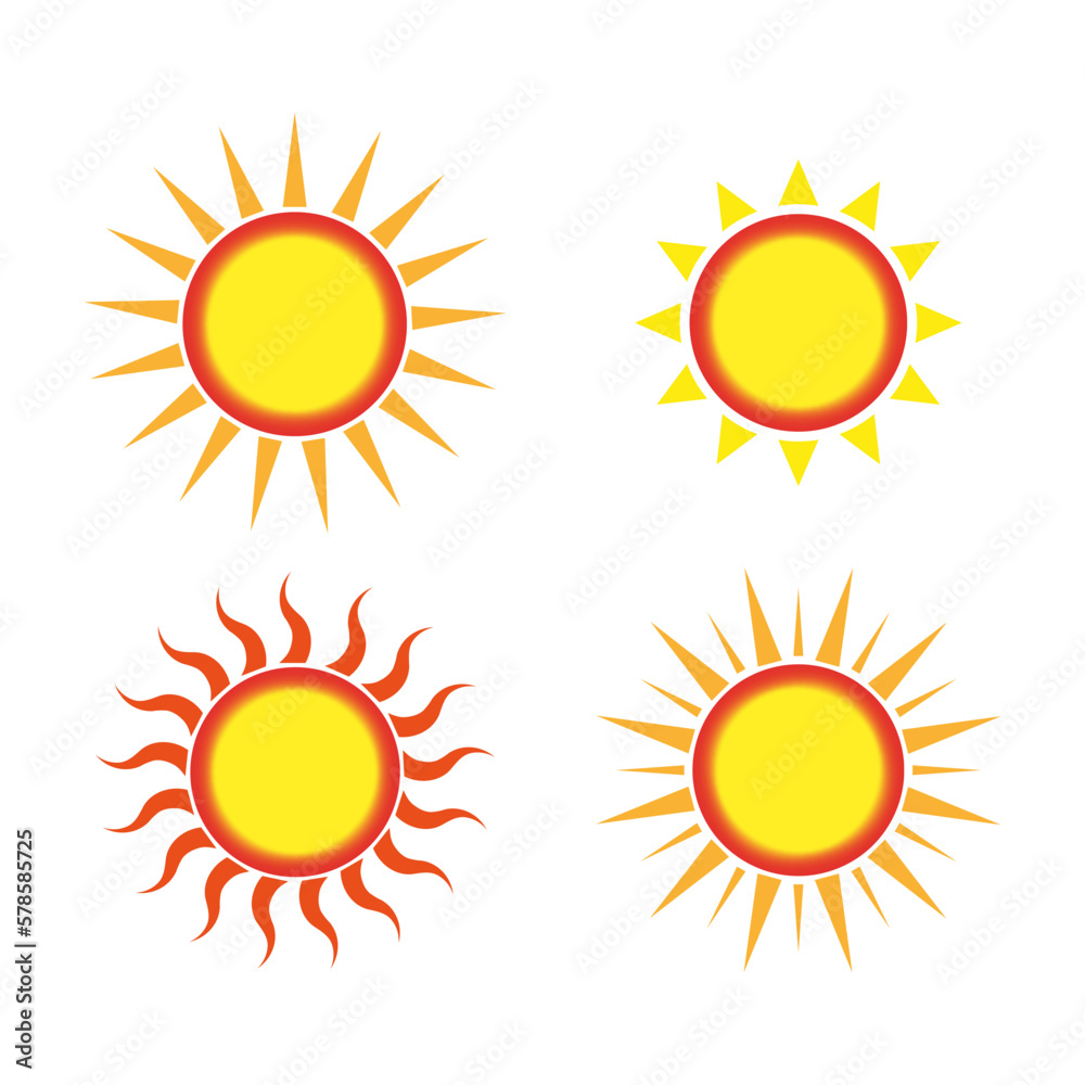 Fototapeta premium sun icons on light background. Cartoon sun icons. Vector illustration.