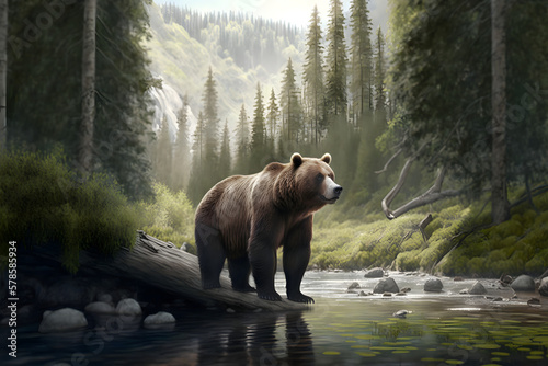 bear in the river