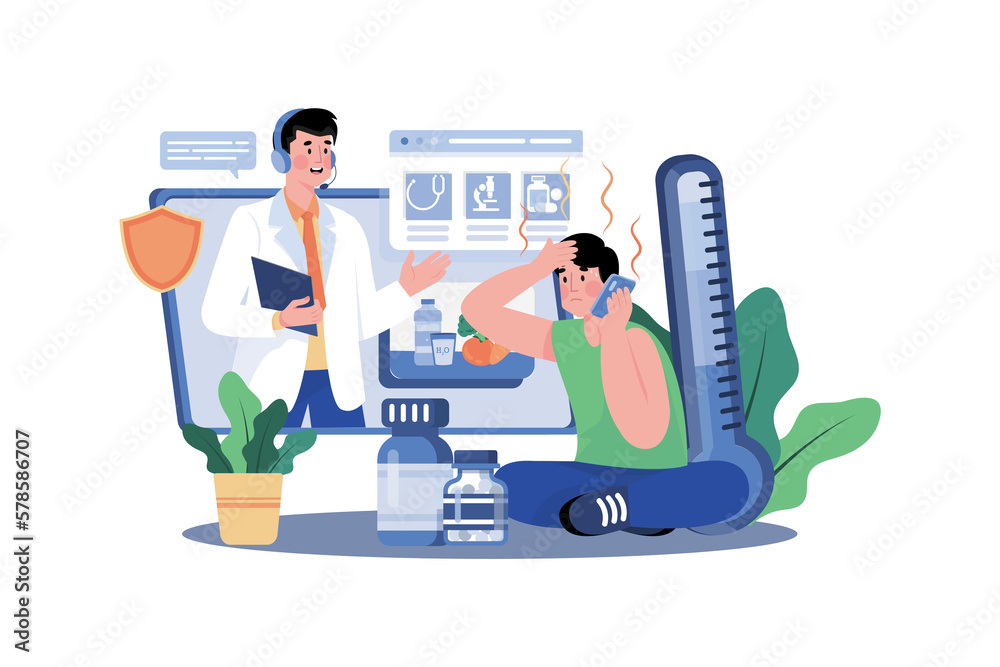 Man Getting Online Health Support