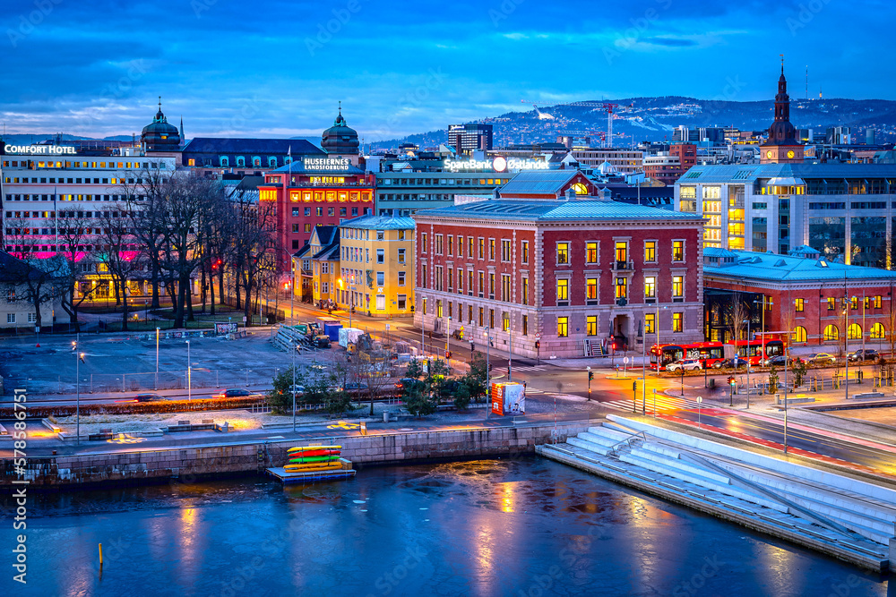 Obraz na płótnie City view of Oslo, Norway w salonie