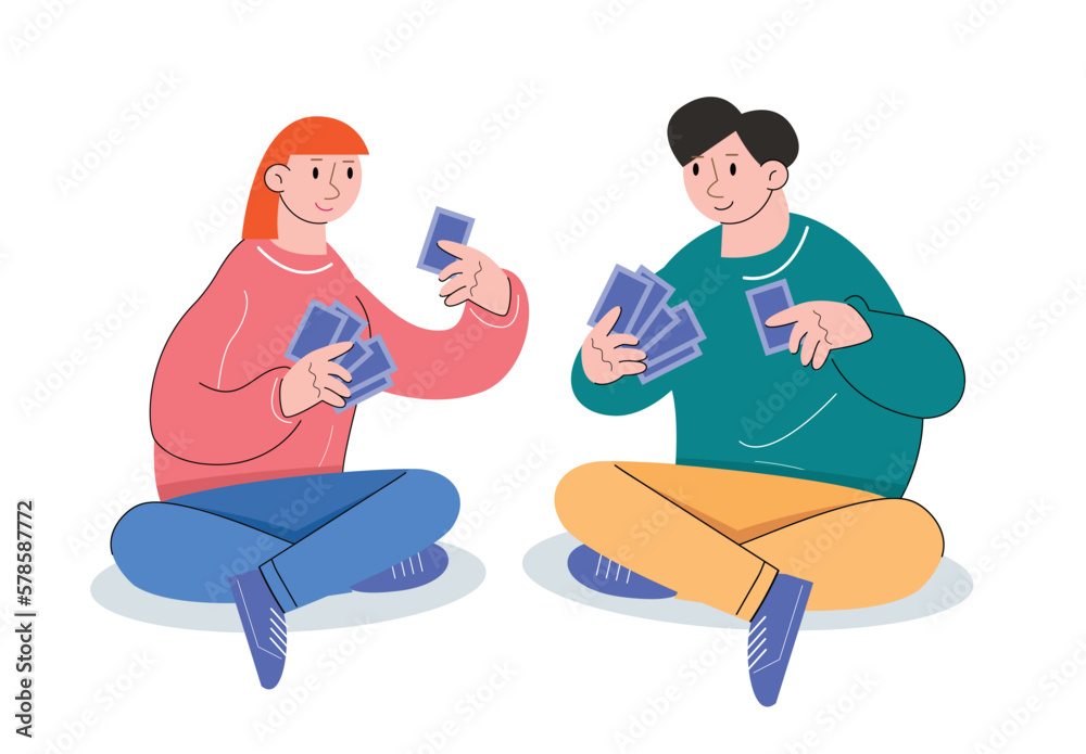 hobby character people playing cards vector illustration
