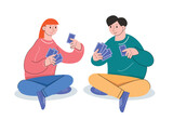 hobby character people playing cards vector illustration
